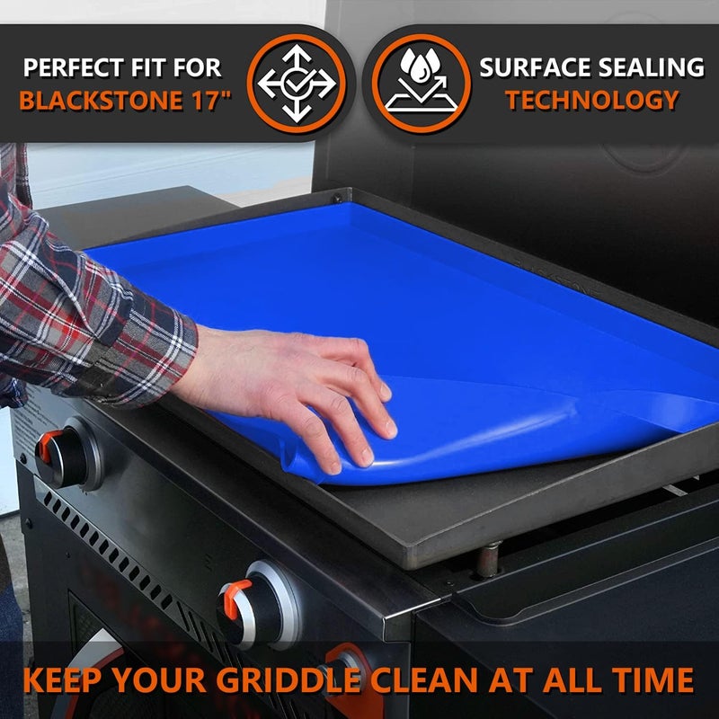 Protebox 17" Silicone Griddle Mat for Blackstone 17 Inch Grill, Heavy Duty Food Grade Silicone Griddle Cover, Protect Your Grill from Dirt & Rust All Year Round (Blue) - Image 2